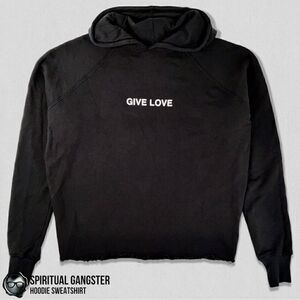 SPIRITUAL
GANGSTER WOMEN’S COTTON GIVE LOVE RAGLAN HOODIE SWEATSHIRT IN BLACK